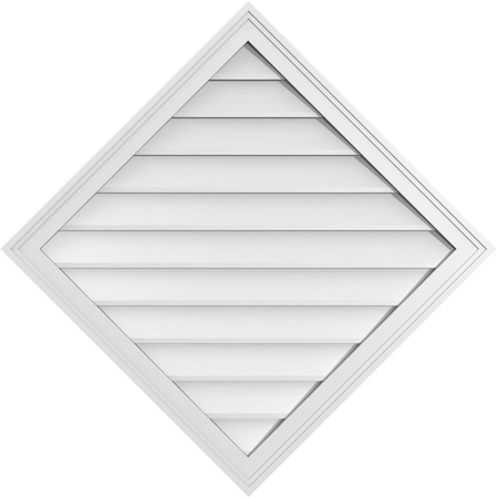Ekena Millwork Diamond Surface Mount PVC Gable Vent: Functional, w/ 2"W x 1-1/2"P Brickmould Frame, 36"W x 36"H GVPDI36X3602SF